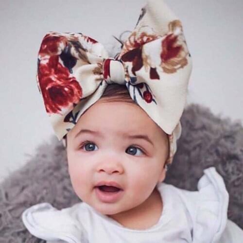 Large Bow Wide Baby Girls Headband Turban Bowknot Print Baby Hair Bands Children Kids Head Wraps Baby Girls Hair Accessories