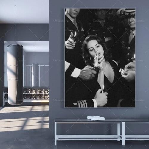 Home Decor Wall Art Canvas Painting Print Lana Del Rey Poster Black And White Pictures Posters Modular Picture For Bedroom