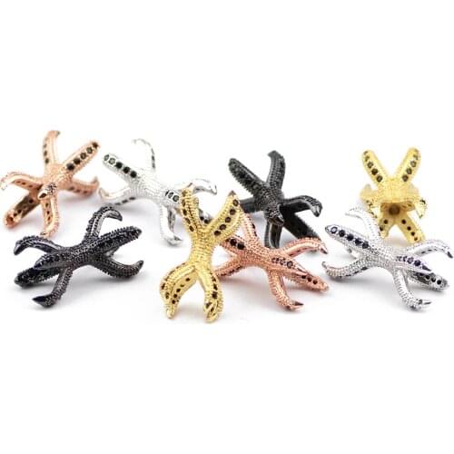 HGKLBB Double Claws Pendant Copper Spacer beads Pave Black zircon metal Charms Loose beads Jewelry making bracelets DIY Findings