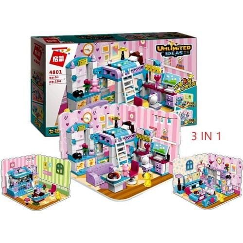 ENLIGHTEN Friends Guitar Piano Skateboard Dog Computer Camera Bed Room Heart Box Emma Mia Figure Educational Toy For Children