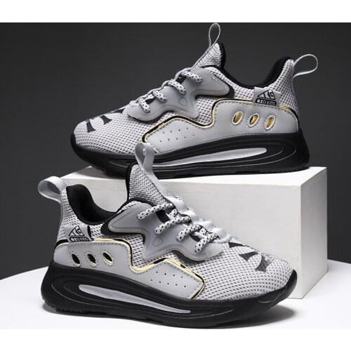 Fashion Big Kids Sport Shoes Boys Chunky Sneakers Children Casual Running Shoes Pu Leather Tennis Sneakers for Girls