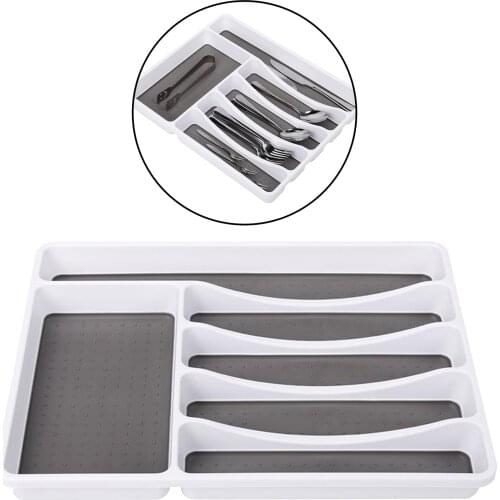 Cutlery Tray Insert Kitchen Drawer Organizer Plastic Flatware Holder Storage, Easy to Wash and Clean