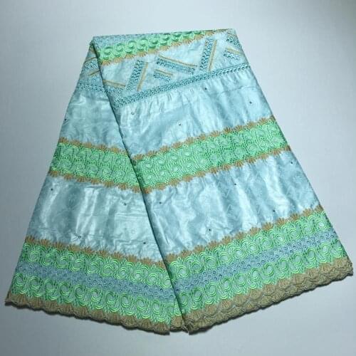 Top Embroidery African Bazin Riche Fabric Perforated Stones 5 Yards French Nigerian Basin Brode Cotton Brocade Tissu For Dress