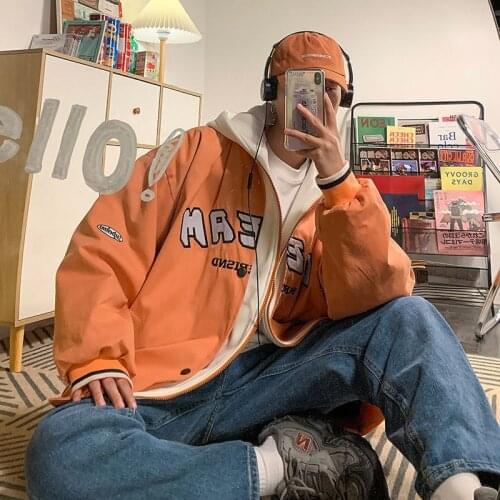 Men Womens Autumn Hoodie Jacket 2021 New Korean Loose Hip Hop All-match BF Casual Fake Two-piece Baseball Uniform Sports Coat