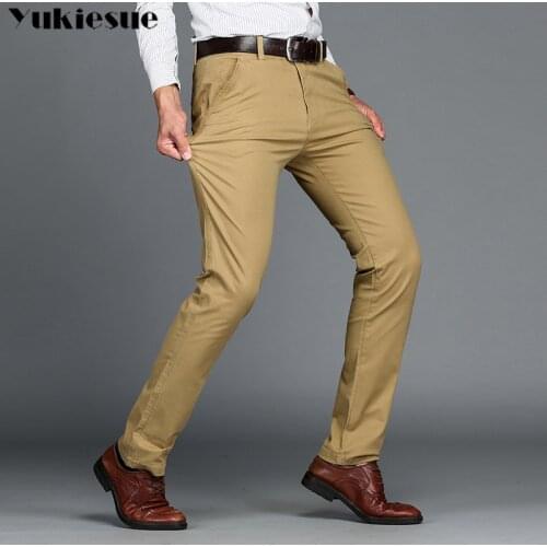Mens Classic Casual Khaki Pants Men Business Dress Slim Fit Elastic Jogger Long Trousers Male Clothing Cotton Work Pant Black