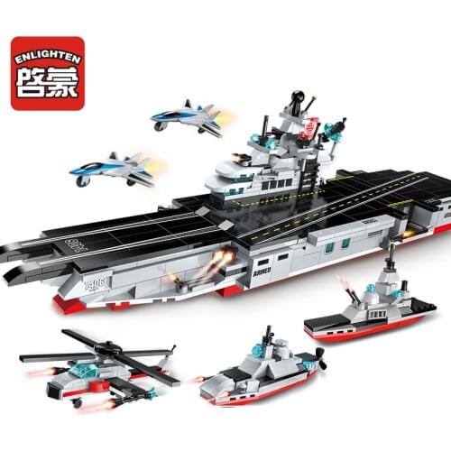Enlighten Aircraft carrier Series Warships Model Building Blocks Kit Bricks Educational Toys Compatible Christmas Gifts for kid