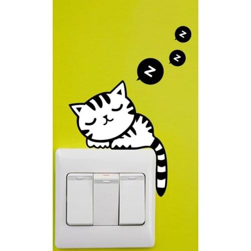 Light Switch Sticker Phone DIY Wall Stickers For Kids Rooms Diy Home Decoration Cartoon Animals Cat Wall Decals Pvc Mural Art