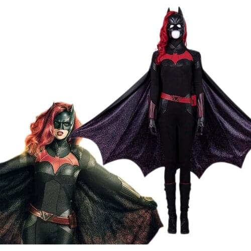 Newest Halloween Costumes Batwoman Kate Kane Cosplay Costume Cool Batlady Outfits with Mask Wig and Cloak Boots Custom Made