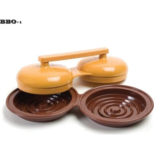 New 1 set Plastic Double Hamburger Press Burger Maker Two Burger Press Hamburger Patties Maker Hamburger Mold BBQ Accessories