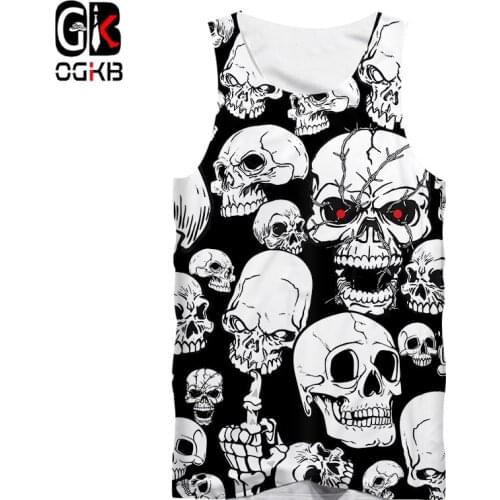 OGKB 3D Tank Tops Men 's Cool Sleeveless Shirts 3D Skull Print Design Summer Fashion Casual Tops Vest Plus Size Fitness Clothing