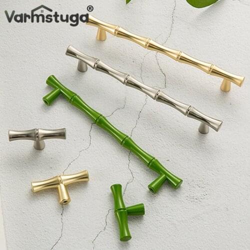 Zinc Alloy Bamboo Design Handles Cabinet Knobs and Handles Gold Door Handle Kitchen Pulls Furniture Handle Door Hardware