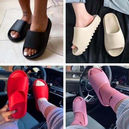 2021 Men/women Summer Slides Breathable Cool Beach Sandals Flip Flops Fish Mouth Men Slippers Lightweight Bone White Plus