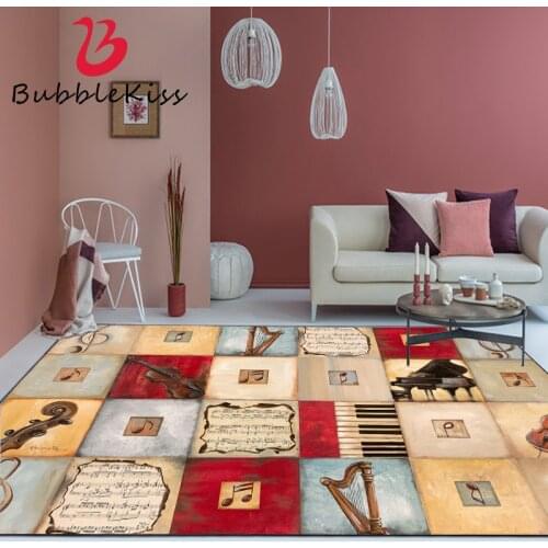 Bubble Kiss Modern Vintage Musical Note Pattern Carpet For Living Room Polyester Bedroom Decor Area Rug Kids Room Bedside Carpet