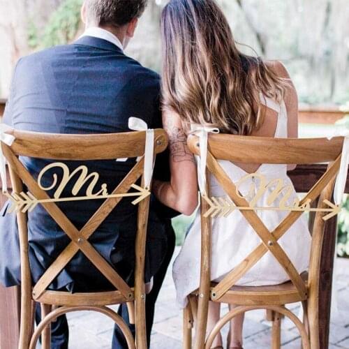 Wedding Chair Signs "Mr & Mrs" Arrow Design for Boho Chic Wedding Decor - Mr and Mrs Wedding Chair Signs, Hanging