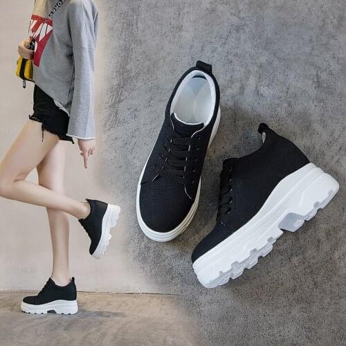 Heels 8cm Wedge Sneakers Genuine Leather Shoes Women Platform Wedges Shoes for Women Fashion White Beige Lace-up Shoes Woman