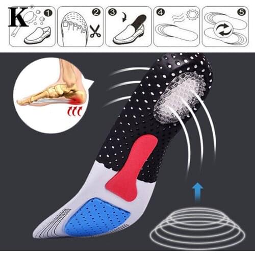 Unisex Solid Silicone Gel Insoles Foot Care for Plantar Fasciitis Heel Spur Sport Shoe Pad Insoles Arch Orthopedic Insole 1pair