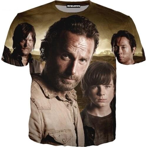 XS-7XL 3D Short-Sleeved Mens T-Shirt Horror TV Series The Walking Dead T-Shirt Anime Gunfight Fight Walking Dead Tank Shirt 01