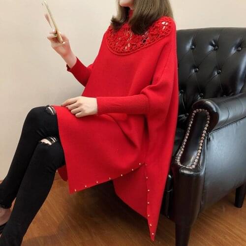 Mid-length Female Blouse Ins Super Fire Large Size Womens Shawl 2020 Autumn And Winter New Bat Shirt Female Cape Coat