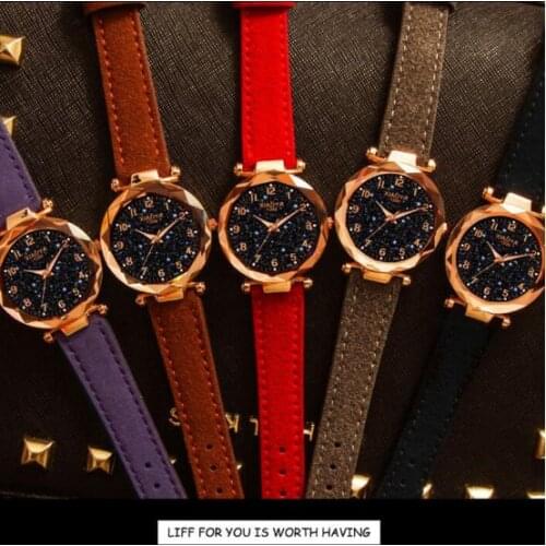 2019 Fashion Women Watches Best Sell Star Sky Dial Clock Luxury Rose Gold Womens Bracelet Quartz Wrist Watches New Clock watch