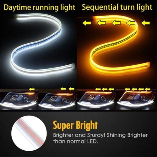 1Pc 12V Car Styling DRL LED Daytime Running Lights 30Cm Flexible Brake Guide Strips Headlight Auto Day Time Flowing Lamps