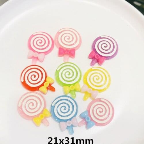 1pcs Resin Kawaii Colorful Lollipop Flatback Cabochon Simulation Food Art Supply Decoration Charm Craft DIY Accessories