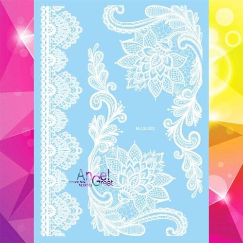 1PC Waterproof Big Size Henna Flower Tattoo Wedding Fake Tattoo Neck Body Art 21*15CM Lace Mehndi Designs Indian Tatoo Paste