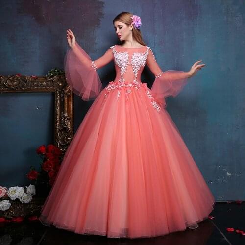 100%real flower embroidery beading flare sleeve ball gown medieval dress princess Renaissance Gown queen Victorian/Belle Ball