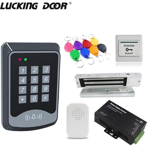 125KHz EM Access Control Keyboard Kit with Power Supply 180KG Electronic Lock Button Switch for Access Control System 1000 User
