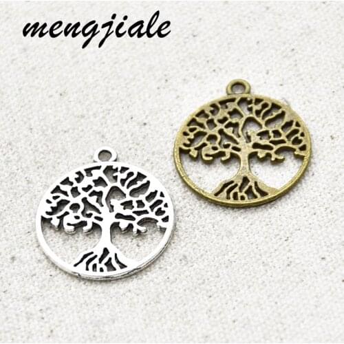 14pcs Hot Sell Alloy Metal Large Howllow Round Tree Charms For DIY Making Necklaces Handamde Jewelry Accessories