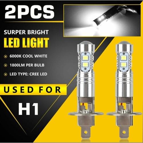 2pcs H1 50w Cree Led Headlight Bulbs Kit Fog Driving Light 6000k Super White 1800lm Auto Headlamps