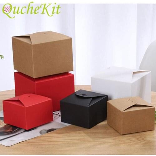 30pcs DIY Kraft Paper Gift Boxes Birthday Party Wedding Favor Gift Box Soap Cookies Candy Cake Baking Packaging Wrapper 9x9x6cm