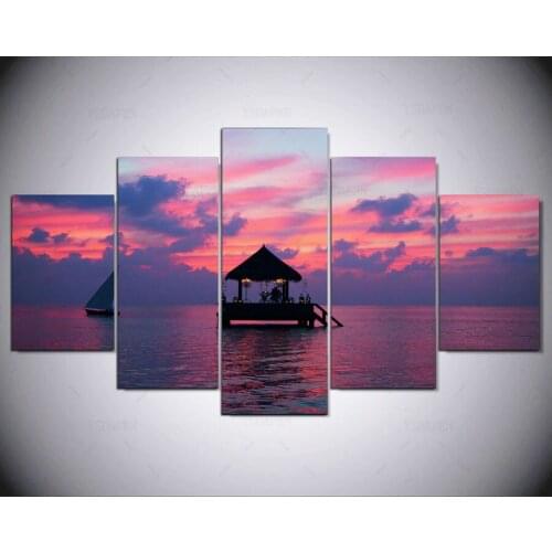 5 panel hd modern Hopeful Romantic Sunset Art print canvas art wall framed paintings for living room wall picture ny-1184