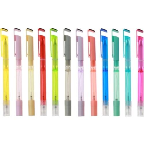 5Pcs Portable Refillable Mister Gel Pen Black Ink 3-in-1 Spray Bottles Phone Holder Stand Pens Wipe Screen Cleaning Pens