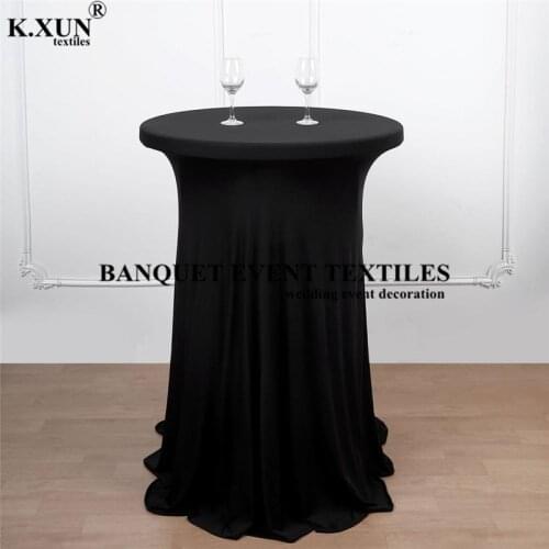 White And Black Ruffled Lycra Spandex Cocktail Table Cover Wedding Table Cloth Festival Event Decoration