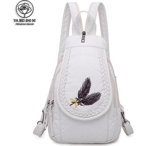 White High Quality Leather Backpack Bags for Women 2021 New Casual Small Shoulder Bags School Bags for Teenage Girls Mochila
