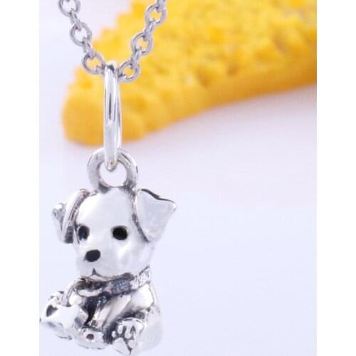 Bewill S925 Sterling Silver Cute Pet Labrador Puppy Dog Charm Fit Original Bracelet Necklace