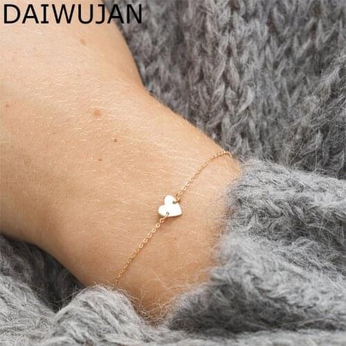 DAIWUJAN 316L Stainless Steel Heart Charm Bracelets for Women Adjustable Rose Gold Chain Bracelets Fashion Jewelery Wholesale