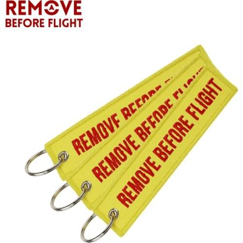 3pcs/set Remove Before Flight Keychain Embroidery Key Ring Luggage Tag Key Fob Motorcycle Car Chains for Aviation Gift