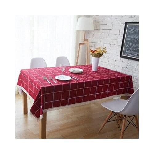 British red plaid printed table cloth household cover cloth pure cotton table cloth Mediterranean fabric tea table cloth