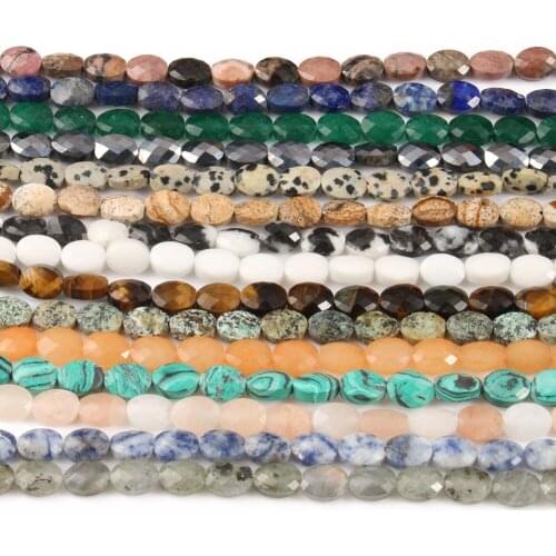 6x9mm Natural Stone Agates Turquoises Jaspers Lapis Lazuli Beads Oval Spacer Beads For Jewelry Making Diy Bracelet Accessories