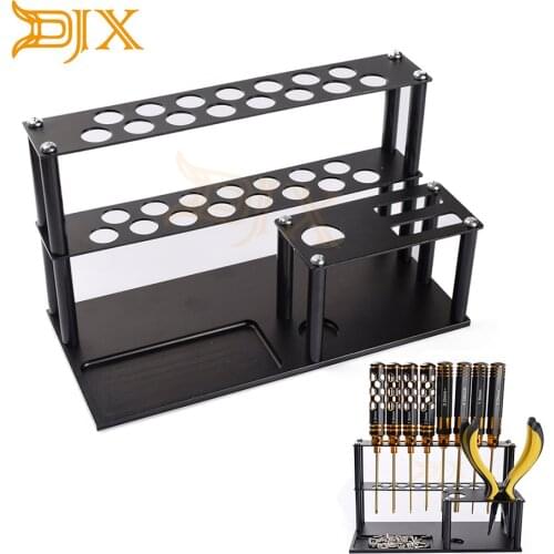 DJX Aluminum Screwdriver Organizers Tools Storage Rack for RC Tools Bracket 18 Holes