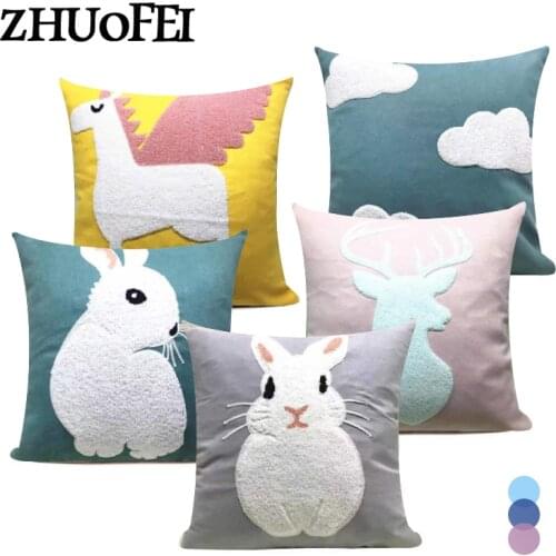 Home Decortion Cushion Cover Cartoon Pattern Pillowslip Thickened Polyester Pillowcase Luxury Pillow Cover Pink Car Accessories