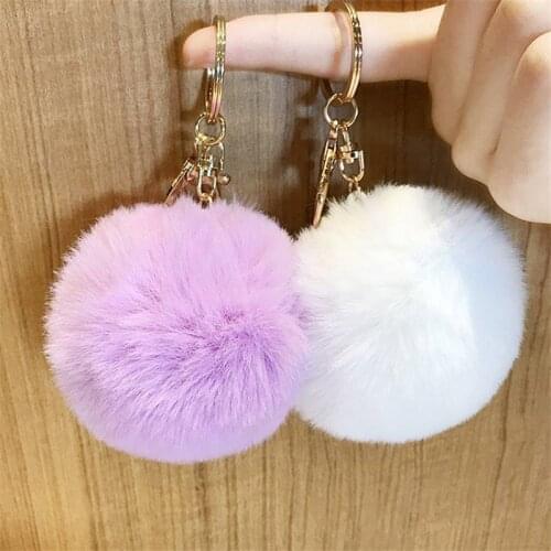 Fad Keyring Keychain Charm HandBag Pendant Faux Fluffy Pompom Soft