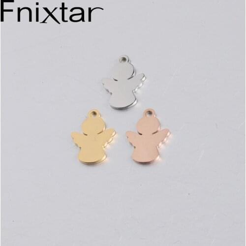 Fnixtar Littel Angle Charm Pendant Can Engraved Fair Angle DIY Jewelry Mirror Polished Stainless Steel 9*12mm 20piece/lot