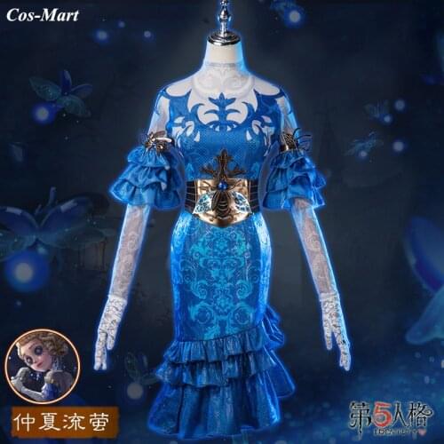 Hot Game Identity V Emily Dale Cosplay Costume Fashion Elegant Blue Formal Dress Female Halloween Party Role Play Clothing S-XL