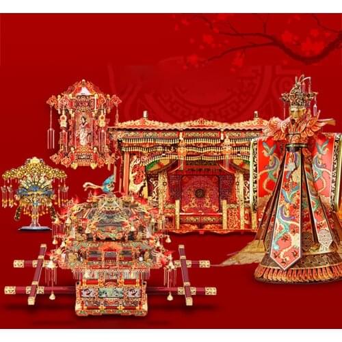 Hot Piececool 3D DIY Jigsaw Metal Puzzle Wedding Series Wedding Dress/Bed/Phoenix Coronet Model Assemble Toys For Adult Boy Gift