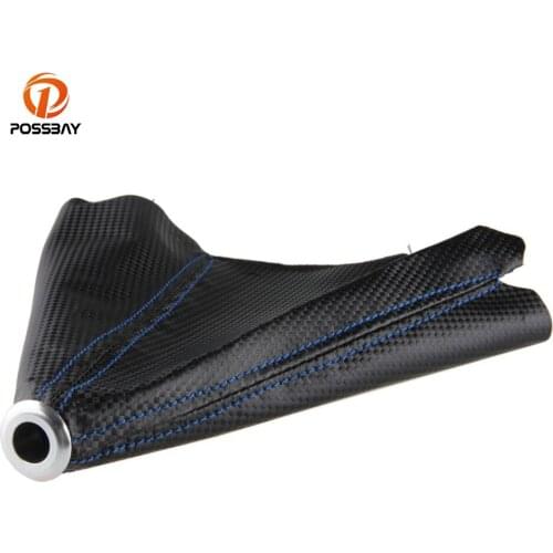 POSSBAY Artifical Leather Gear Shift Collars Knob Cover Replacement Boot with Blue Switch Dustproof Covers For VW BMW Ford Audi