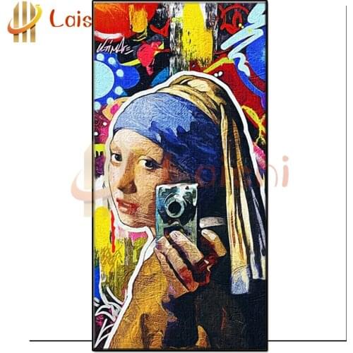 Full square round diamond painting Fantasy Girl with a Pearl Earring pictures for embroidery round diamond mosaic decoration