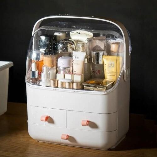 Makeup Box Fashion Three-Layer High Capacity Transparent Portable Cosmetic Organizer Plastic Drawer Lipstick Nail Polish Storage