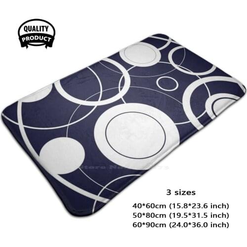Circles Design Soft House Family Anti-Slip Mat Rug Carpet Circles Patterns New Nevy Blue Color Work Simple Effort Creat